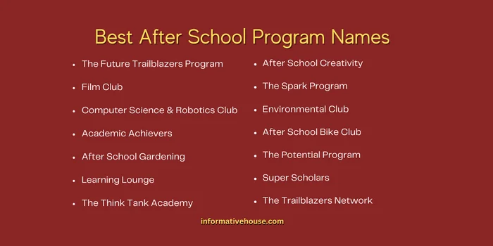 Best After School Program Names