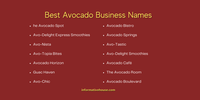 Best Avocado Business Names