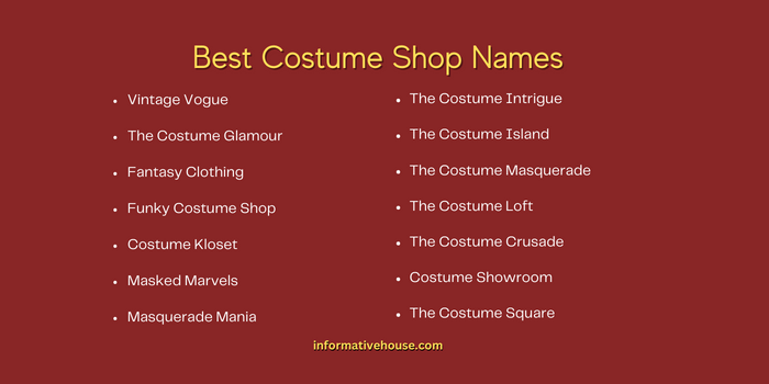 Best Costume Shop Names
