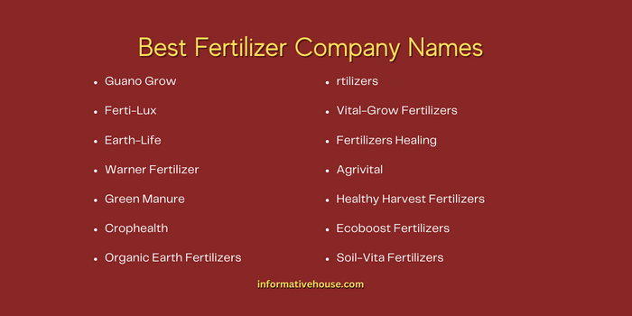 Best Fertilizer Company Names