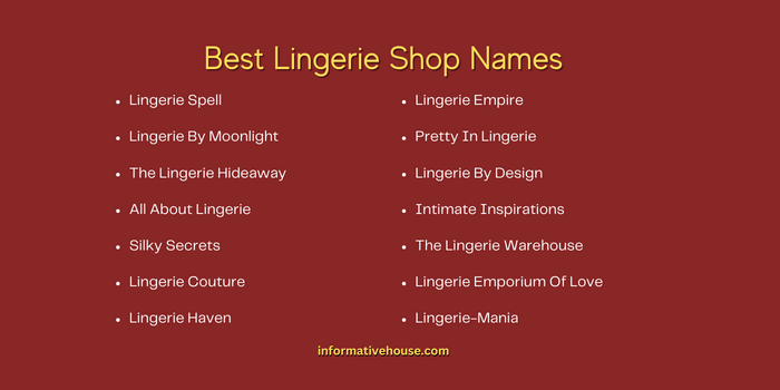 Best Lingerie Shop Names