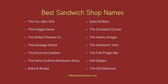 Best Sandwich Shop Names