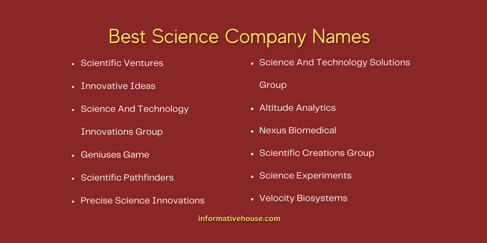 Best Science Company Names