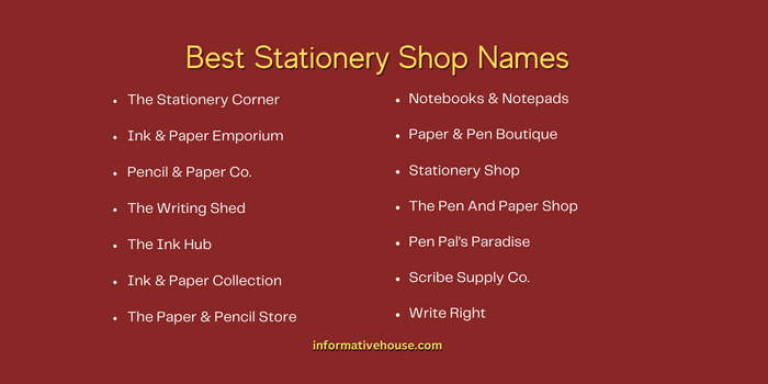 Best Stationery Shop Names
