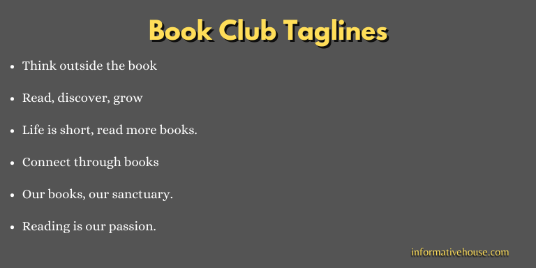 Book Club Taglines