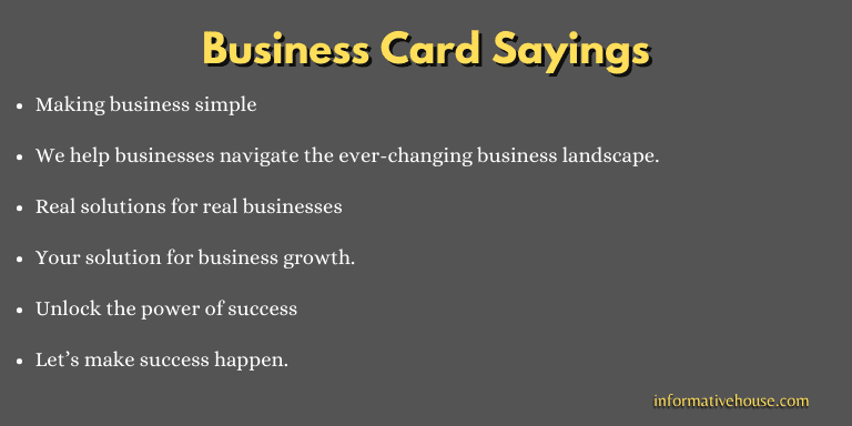 Business Card Sayings