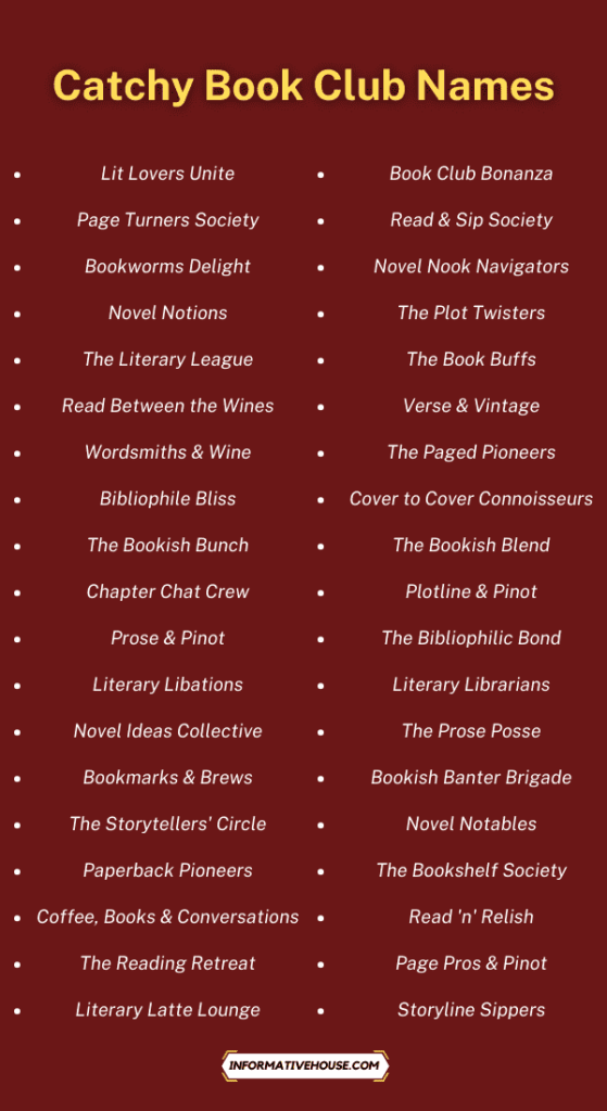 499+ Creative and Catchy Book Club Names Ideas! - Informative House