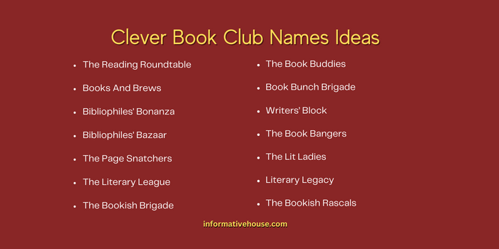 Clever Book Club Names Ideas