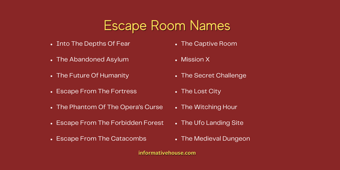Clever Escape Room Names