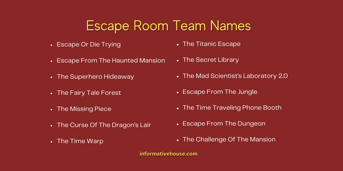 Escape Room Team Names