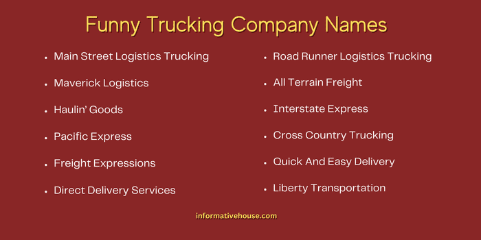 499 The Most Unique And Good Trucking Company Names Ideas 