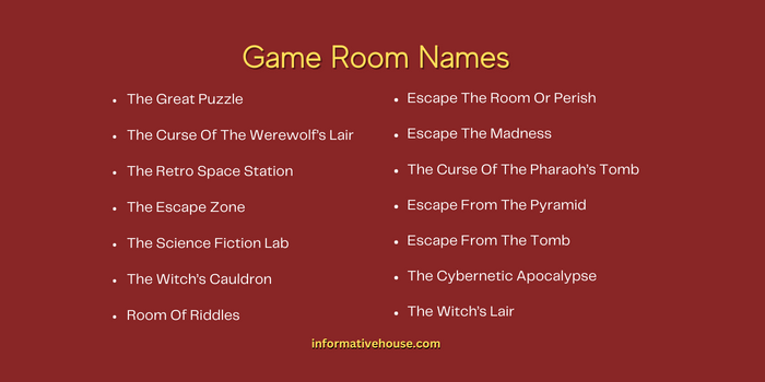 Game Room Names