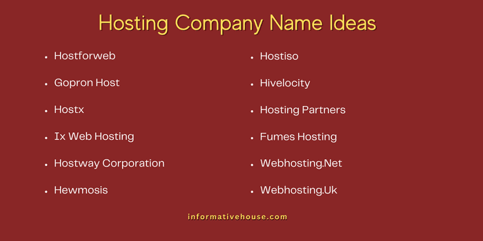 Hosting Company Name Ideas