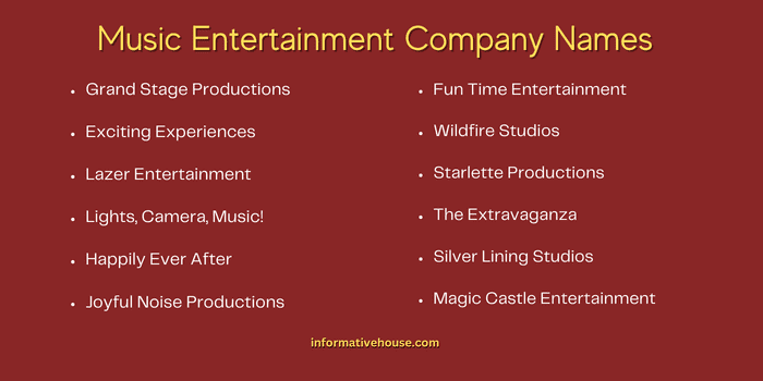 Music Entertainment Company Names