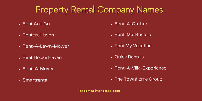 Property Rental Company Names