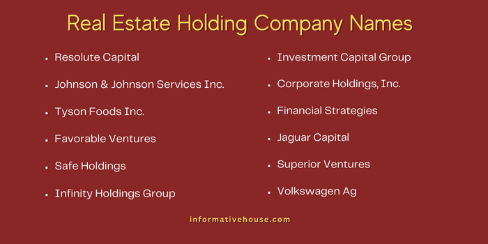 Real Estate Holding Company Names