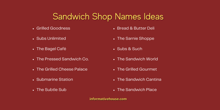 Sandwich Shop Names Ideas