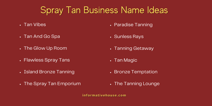 Spray Tan Business Name Ideas