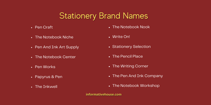 Stationery Brand Names
