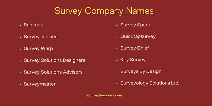 Survey Company Names