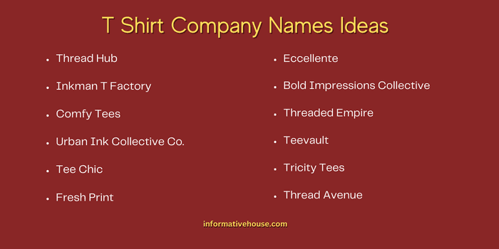 T Shirt Company Names Ideas