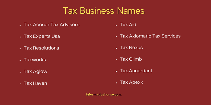 Tax Business Names