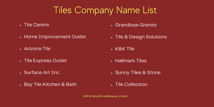 Tiles Company Name List