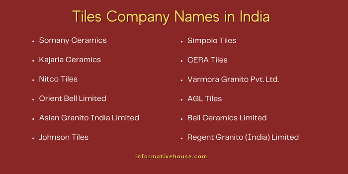 Tiles Company Names in India