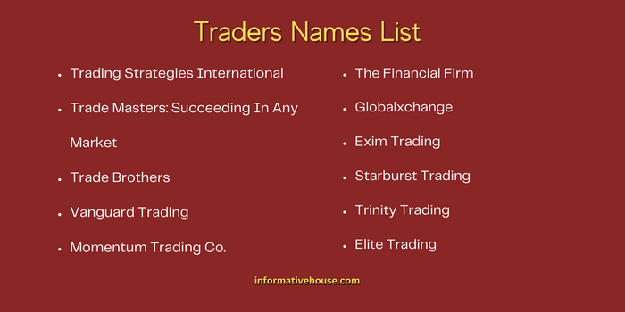 Traders Names List