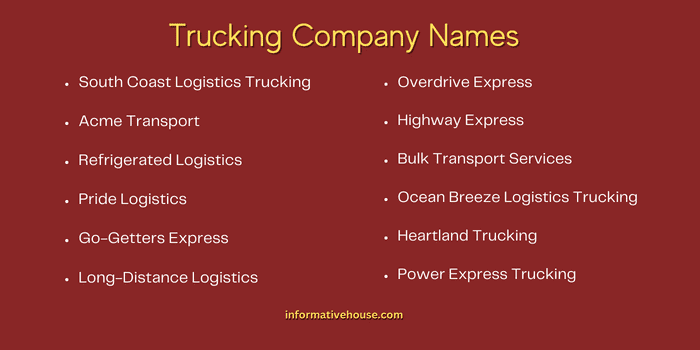 499+ The Most Unique and Good Trucking Company Names Ideas ...
