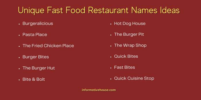 Unique Fast Food Restaurant Names Ideas