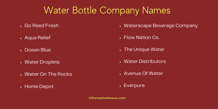 Water Bottle Company Names