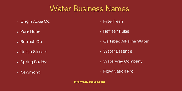 Water Business Names