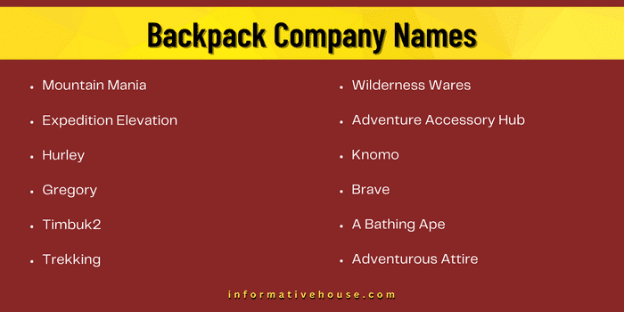 Backpack Company Names