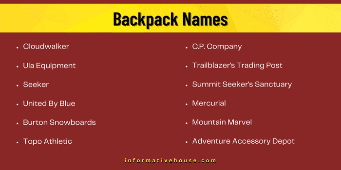Backpack Names