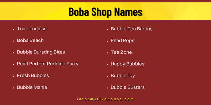 Boba Shop Names
