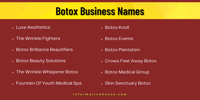 Botox Business Names