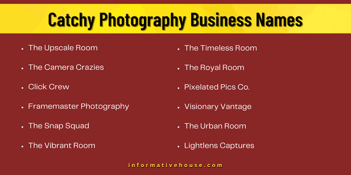 Catchy Photography Business Names