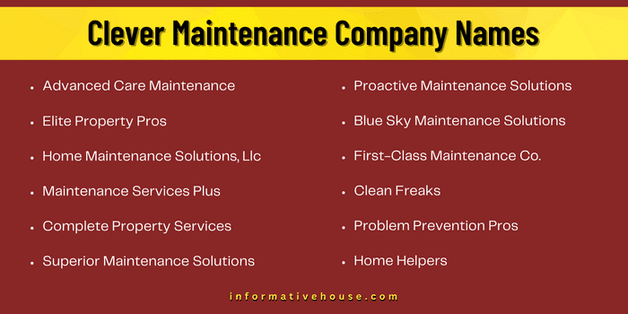 Clever Maintenance Company Names