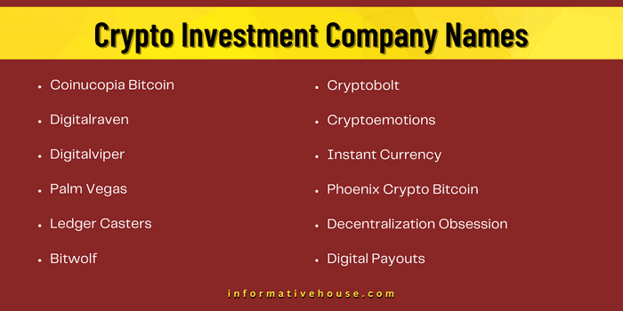 Crypto Investment Company Names