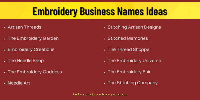 Embroidery Business Names Ideas