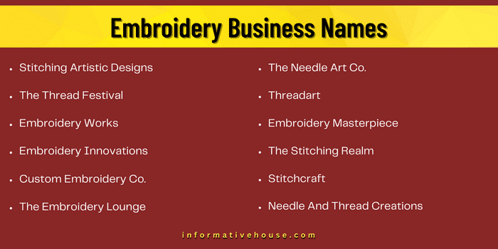 Embroidery Business Names