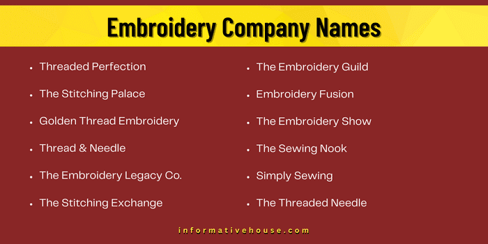 Embroidery Company Names