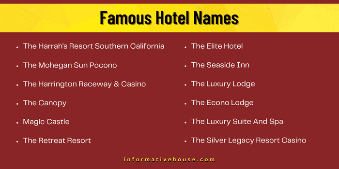 Famous Hotel Names