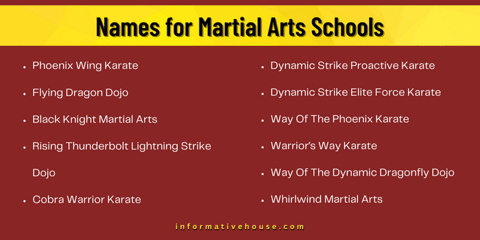 Names for Martial Arts Schools