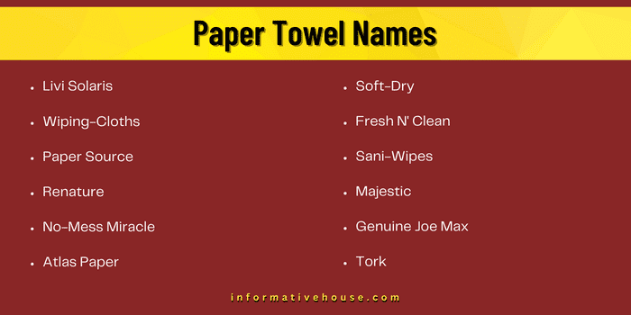 Paper Towel Names for brands 