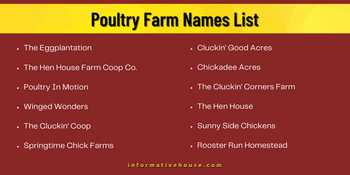 Poultry Farm Names List