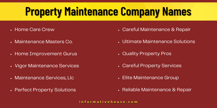 Property Maintenance Company Names