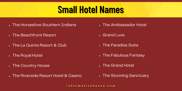 Small Hotel Names