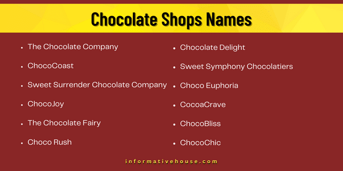 Chocolate Shops Names